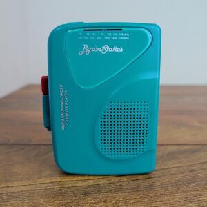 Byron Statics Teal Blue Portable AM/FM Cassette Player KCS-315, Tested Working